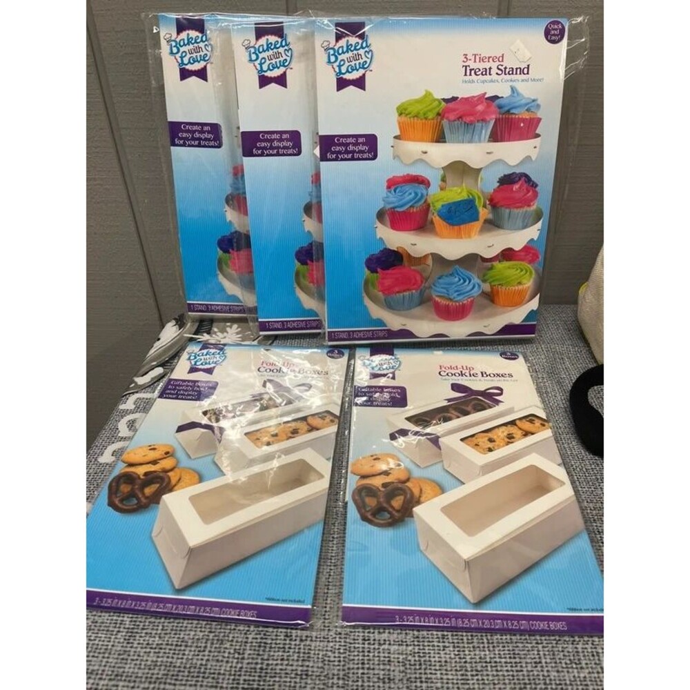 3– 3 TEAR display for Cupcakes and 2 cookie boxes NEW Sealed